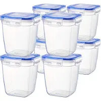 OEM Kunststoff Lebensmittelbehälter Set, 8 hoch, quadratisch, stapelbar, mikrowellengeeignet