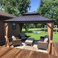 PURPLE LEAF Hardtop Pavillon 3x4.25m wasserdicht winterfest und stabil für den Garten,Bronze,mit Beleuchtung