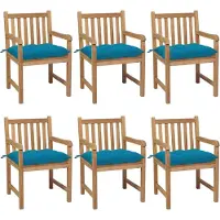 vidaXL Möbel Gartenstühle 6 Stk. mit Hellblauen Kissen Massivholz Teak - Gartensessel 3073050