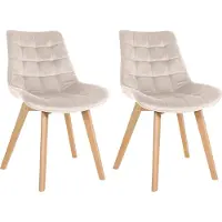 CLP 2er Set Esszimmerstühle Brook mit Samtbezug creme