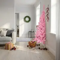 Prolenta Maison Exclusive - Künstlicher Halb-Weihnachtsbaum mit Ständer Rosa 180 cm PVC