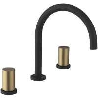 Sapho ULTRATAP 3-Loch Waschtischarmatur, Schwarz matt/Gold matt