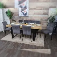 BERLINLODGE Sitzbank | HxBxT 90x160x60cm | Sitzhöhe 48cm | Rückenlehne Samt Metall | 160cm Dunkelgrau | Esszimmerbank Bank Polsterbank Garderobenbank