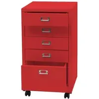 Proregal Rollcontainer 75x40x41cm Metall 5 Schubladen Rot