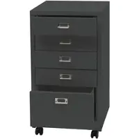 Proregal Rollcontainer | HxBxT 75x40x41cm | Metall 5 Schubladen | Dunkelgrau | Schubladenschrank Stahlschrank Aktenschrank
