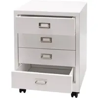 Proregal Rollcontainer | HxBxT 55x40x41cm | Metall 4 Schubladen | Weiß | Schubladenschrank Stahlschrank Aktenschrank