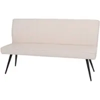 BERLINLODGE Sitzbank | HxBxT 90x160x60cm | Sitzhöhe 48cm | Rückenlehne Stoff/Textil Bouclé Metall 160cm | Creme-Beige | Esszimmerbank Bank Polsterbank