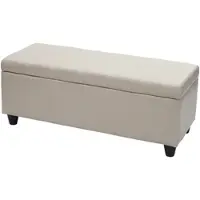 BERLINLODGE Aufbewahrungs-Truhe Lars | HxBxT 45x114x45cm | Kunstleder | Creme | Sitzbank Bank