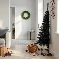 Prolenta Maison Exclusive - Künstlicher Halb-Weihnachtsbaum mit Ständer Schwarz 150 cm PVC
