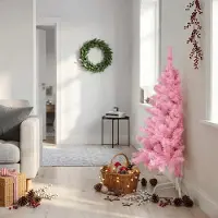 Prolenta Maison Exclusive - Künstlicher Halb-Weihnachtsbaum mit Ständer Rosa 120 cm PVC