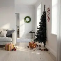 Prolenta Maison Exclusive - Künstlicher Halb-Weihnachtsbaum mit Ständer Schwarz 180 cm PVC