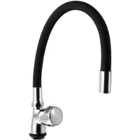 Aqualine Waschtischventil 1/2" mit flexibler Auslauf, Chrom/Schwarz matt