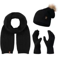 Rock Creek Schal Mütze Handschuhe Set in Schwarz | Gr.: onesize