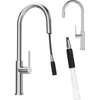 Granitan - Küchenarmatur - Wasserhahn Küche Höhe 53 cm - Mischbatterie Chrom - 2 Strahlarten - PRATI