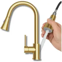 Granitan | Snake Küchenarmatur - Gold - Gesamthöhe 40 cm - Ausziehbarer Auslauf - 360° Schwenkbar