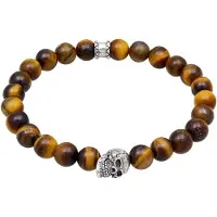 KUZZOI Armband 925 Sterling Silber Totenkopf in Braun | Gr.: 21 cm