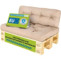 Pillows24 - Palettenkissen wasser- und UV-beständig - 2ER SET | Polster für Europaletten 120x80 - Palettenmöbel - Outdoor/Indoor, Cappuccino