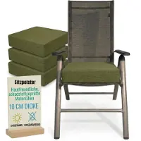 Pillows24 - Ergonomisches Sitzkissen Outdoor - 4x [ 40x40x10 cm ] in Grün - Waschbar Sitzerhöhung mit Reißverschluss für Gartenmöbel Stuhl