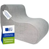 Pillows24 - Bodensessel aus Cordstoff 93×70×65cm | Kindersessel & Lounge Sessel mit waschbarer Bezug für Jugendliche & Erwachsene (Hellgrau)