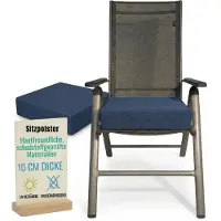 Pillows24 - Ergonomisches Sitzkissen Outdoor - 2x [ 40x40x10 cm ] in Blau - Waschbar Sitzerhöhung mit Reißverschluss für Gartenmöbel Stuhl
