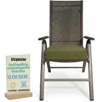 Pillows24 - Ergonomisches Sitzkissen Outdoor - 1x [ 40x40x10 cm ] in Grün - Waschbar Sitzerhöhung mit Reißverschluss für Gartenmöbel Stuhl