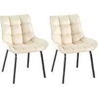 CLP 2er Set Esszimmerstuhl Saranda mit Rückenlehne und schwarzem Metallgestell creme Material Samt