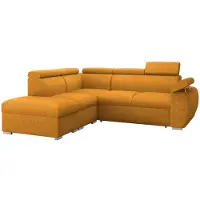 Mirjan 24 Ecksofa Boston 2RR1P, Eckcouch mit zwei Bettkästen und Schlaffunktion, Verchromte Metallfüße, Einstellbare Kopfstützen (Farbe: Flow 10, Seite: Links PUFAP+R+1P(65)+2R)