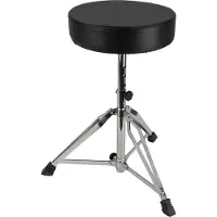Muziker Schlagzeughocker NDT-55, Schwarz, höhenverstellbar 38-55 cm, robuster Stahlrahmen mit Ledersitz