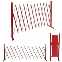 Proregal Absperrgitter | HxBxT 103,5x300x31 cm | Alu Rot-Weiß | Scherengitter Zaun Schutzgitter ausziehbar