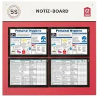 PaperFlow Shadowboard „Notizboard“, Wandmontage, für 4 A4-Inforahmen, erweiterbar, B 750 x H 750 mm, rot