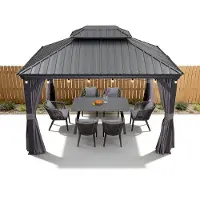 PURPLE LEAF Hardtop Pavillon 3x4.25m wasserdicht winterfest und stabil für den Garten,Bronze