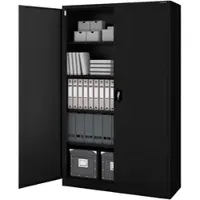 DELUKE Aktenschrank abschließbar KADO - 5 Ebenen, Flügeltüren | Metallschrank Werkstatt Büroschrank aus Stahl Werkzeugschrank, 185x115x40cm Schwarz