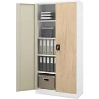 DELUKE Aktenschrank abschließbar KADO - 5 Ebenen, Flügeltüren | Metallschrank Werkstatt Büroschrank aus Stahl Werkzeugschrank, 195x90x40cm Weiß-Sonoma Eiche