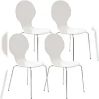 DELUKE 4er Set Besucherstuhl ATHENS Holz Weiß 43x45x86cm Konferenzstuhl Wartezimmerstuhl Bürostuhl
