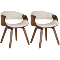 DELUKE 2er Set Esszimmerstuhl VIZON Kunstleder Eiche/creme 62x52x76cm Essstühle Esszimmerstühle Küchenstühle Wohnzimmerstühle