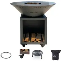Grill'Chic Pack Privilège Brasero Classique Acier 103 Gris Anthracite Double Cuvette
