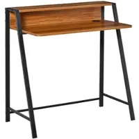 STILVORA Schreibtisch Computertisch 84x45x85 cm Walnuss mit Ablagefach und Kabeldurchlass, MDF Platte mit lackiertem Metallrahmen, platzsparend