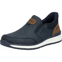 Rieker Herren Slipper Sneaker Halbschuh extra weit mit losen Einlagen B9057, Größe:43 EU, Farbe:Blau