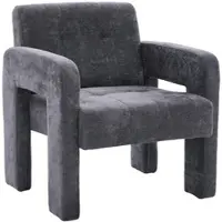MODFU Sessel Chenille Grau 69x68x75 cm mit gepolsterter Sitzfläche und ergonomischen Armlehnen, zeitgemäßes minimalistisches Design für Wohnbereich