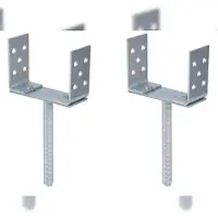 GAH Alberts Alberts 2 x U-Pfostenträger, Breite 75 - 180 mm, Höhe 108 mm, Riffelstahl-Betonanker 200 mm, galvanisch blau verzinkt