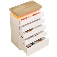 STILVORA Kommode Sideboard 73x39x115 cm Weiß Hochglanz mit 6 Schubladen und LED Beleuchtung App Control grifflose Front Stauraum für Wohn und Schlafbereich