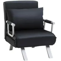 MODFU Schlafsofa 80x77x65 cm mit 5-fach verstellbarer Rückenlehne, abnehmbarem Bezug und Kissen, Metallrahmen, Schwarz
