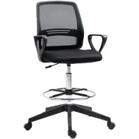 STILVORA Ergonomischer Stehstuhl Bürostuhl Drehstuhl 60x60x126 cm höhenverstellbar mit Fußstütze und Rollen, stützende Rückenlehne, Schwarz