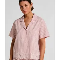 Hunkemoller Gestreiftes Pyjama-Oberteil aus Baumwolle Rosa