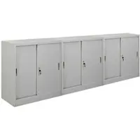 Proregal Mega Deal 3x Aktenschrank ELEPHANT mit abschließbaren Schiebetüren | HxBxT 90x90x40cm | 2 Fachböden | Lichtgrau | Metallschrank abschließbar