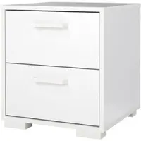Wellhome - Nachttisch aus Holz mit 2 Schubladen in der Farbe Weiß 41 x 40 x 45 cm - Eria White