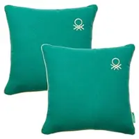 Benetton - Set mit 2 blauen Kissen, 45 x 45 cm, 300 g, 70 % Baumwolle, 30 % Polyester