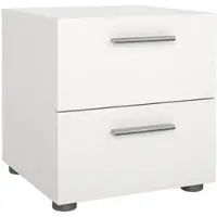 Wellhome - Nachttisch mit 2 Schubladen in der Farbe Weiß 40 x 41 x 43 cm - Segre White