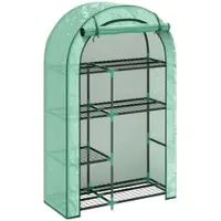 MODFU Foliengewächshaus Tomatenhaus mit Runddach 100x45x160 cm Grün mit 7 Drahtregalen hochrollbarer Reißverschlusstür UV beständige Abdeckung Stahlrahmen