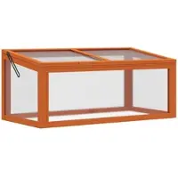 MODFU Frühbeet Mini Gewächshaus 90x46x40 cm aus Massivholz und Polycarbonat Orange mit aufklappbarem Dach, wetterfest und pflegeleicht